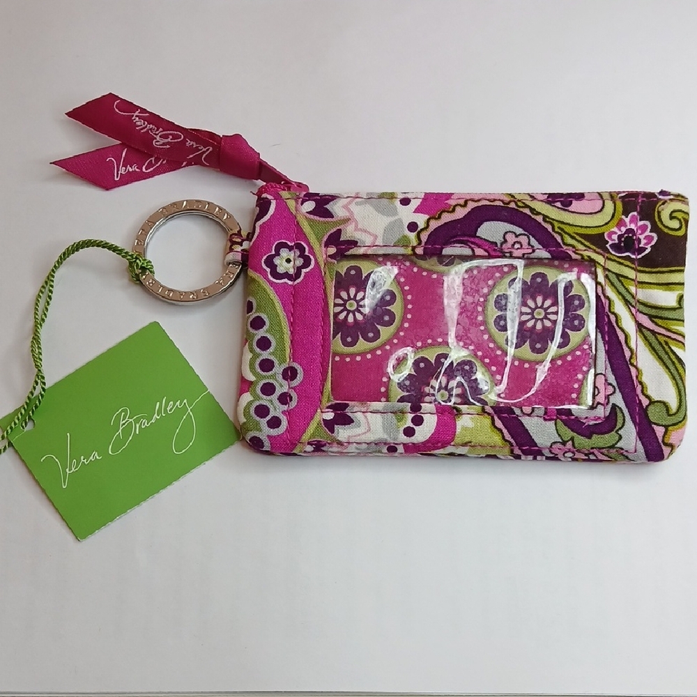 Vera Bradley Very Berry Paisley Zip ID Case NWT